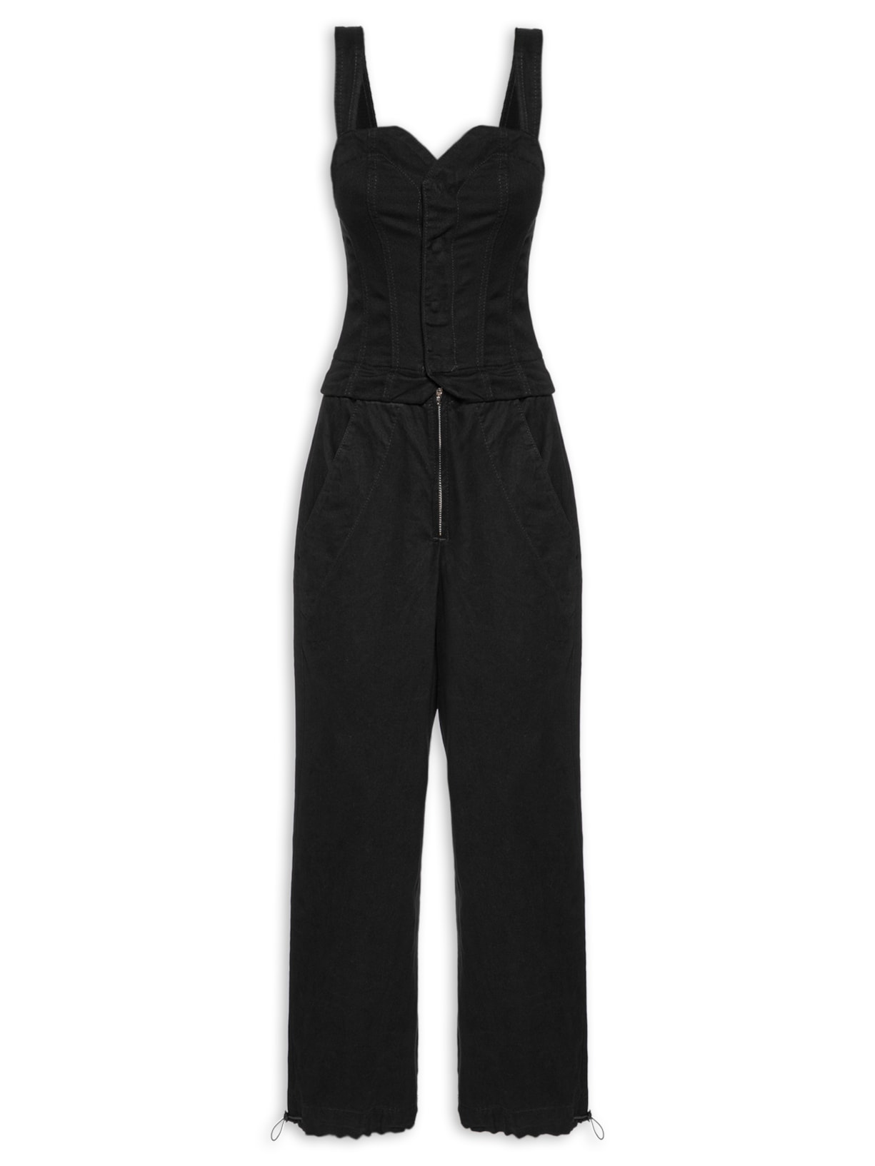 Macacão Feminino Sarja Corselet - Preto