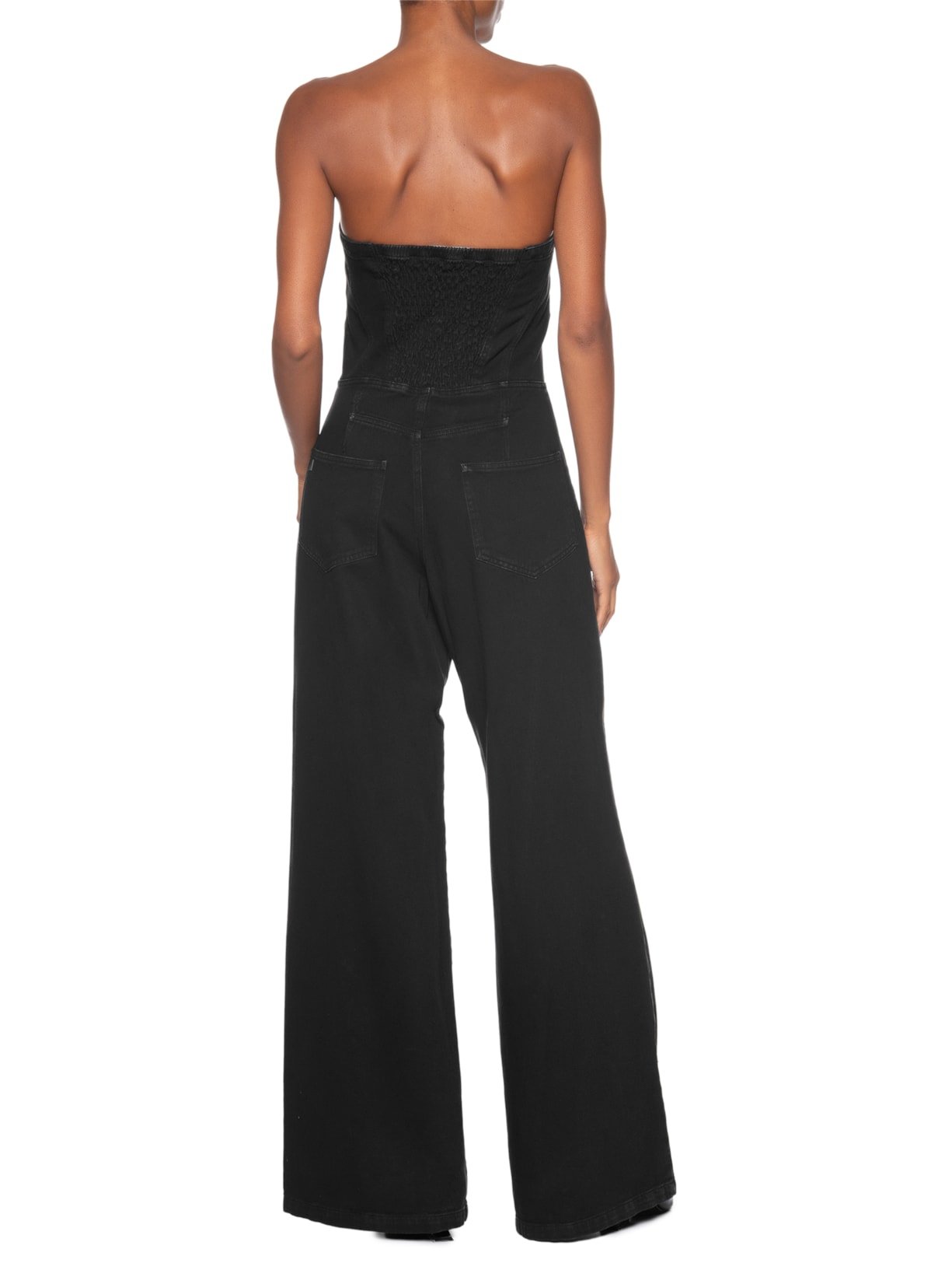 Macacão Feminino Sarja Longo Decote Reto Stoned Preto Animale Jeans