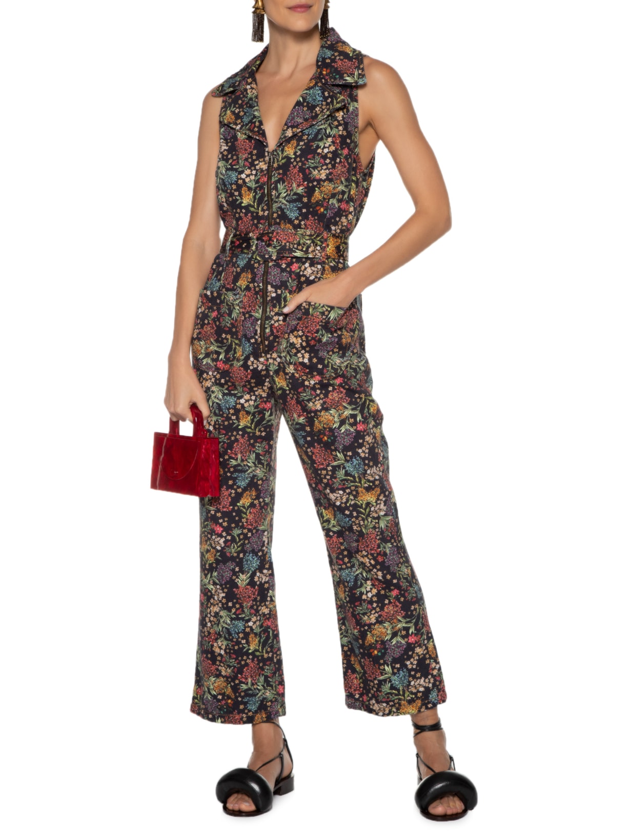 Macacão Feminino Sarja Louise Preto Farm