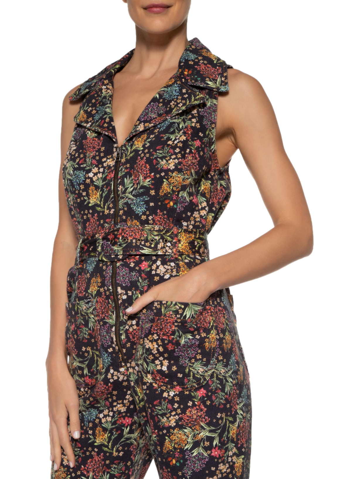 Macacão Feminino Sarja Louise Preto Farm