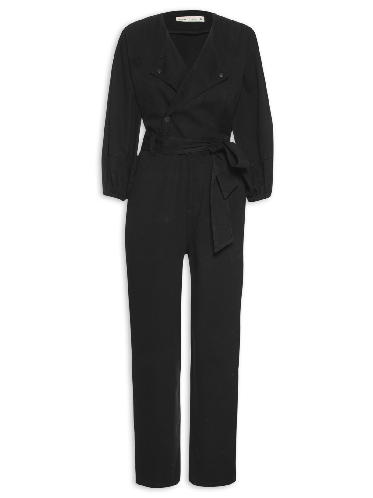 Macacão Feminino Sarja Perfecto - Preto
