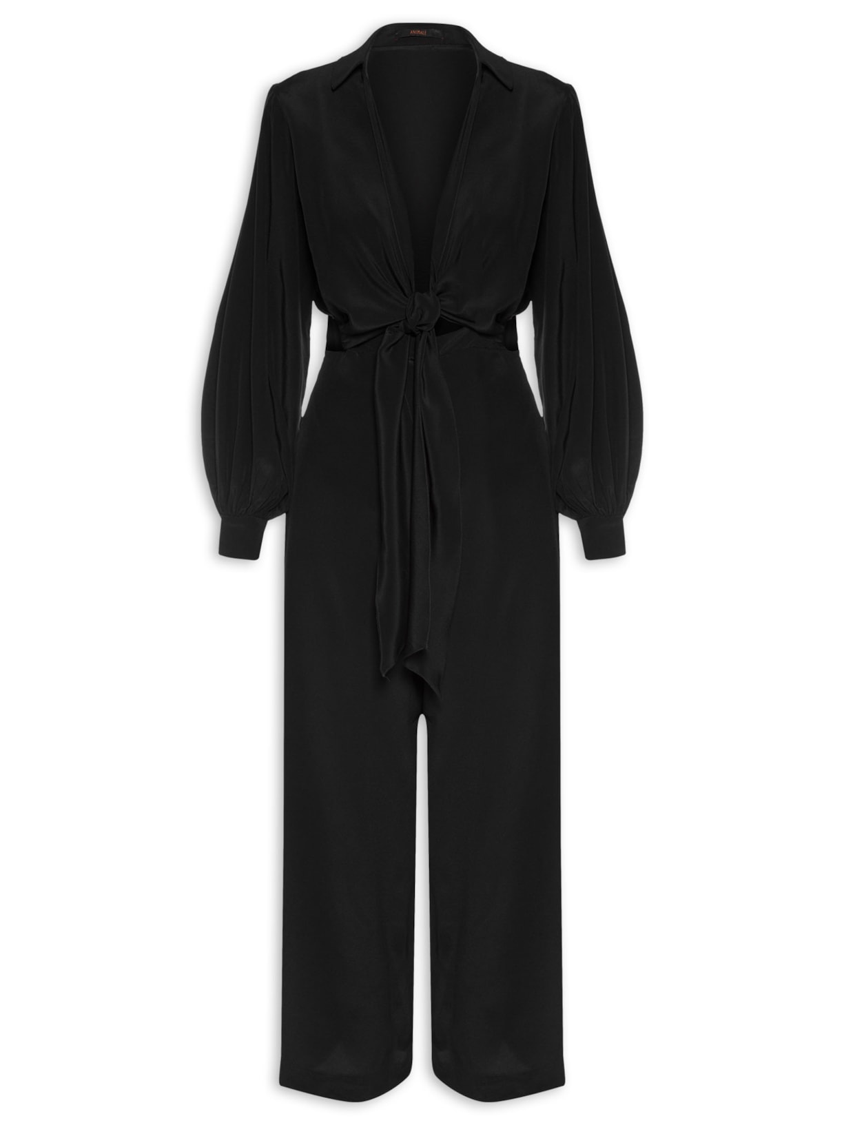 Macacão Feminino Seda Amarração - Preto