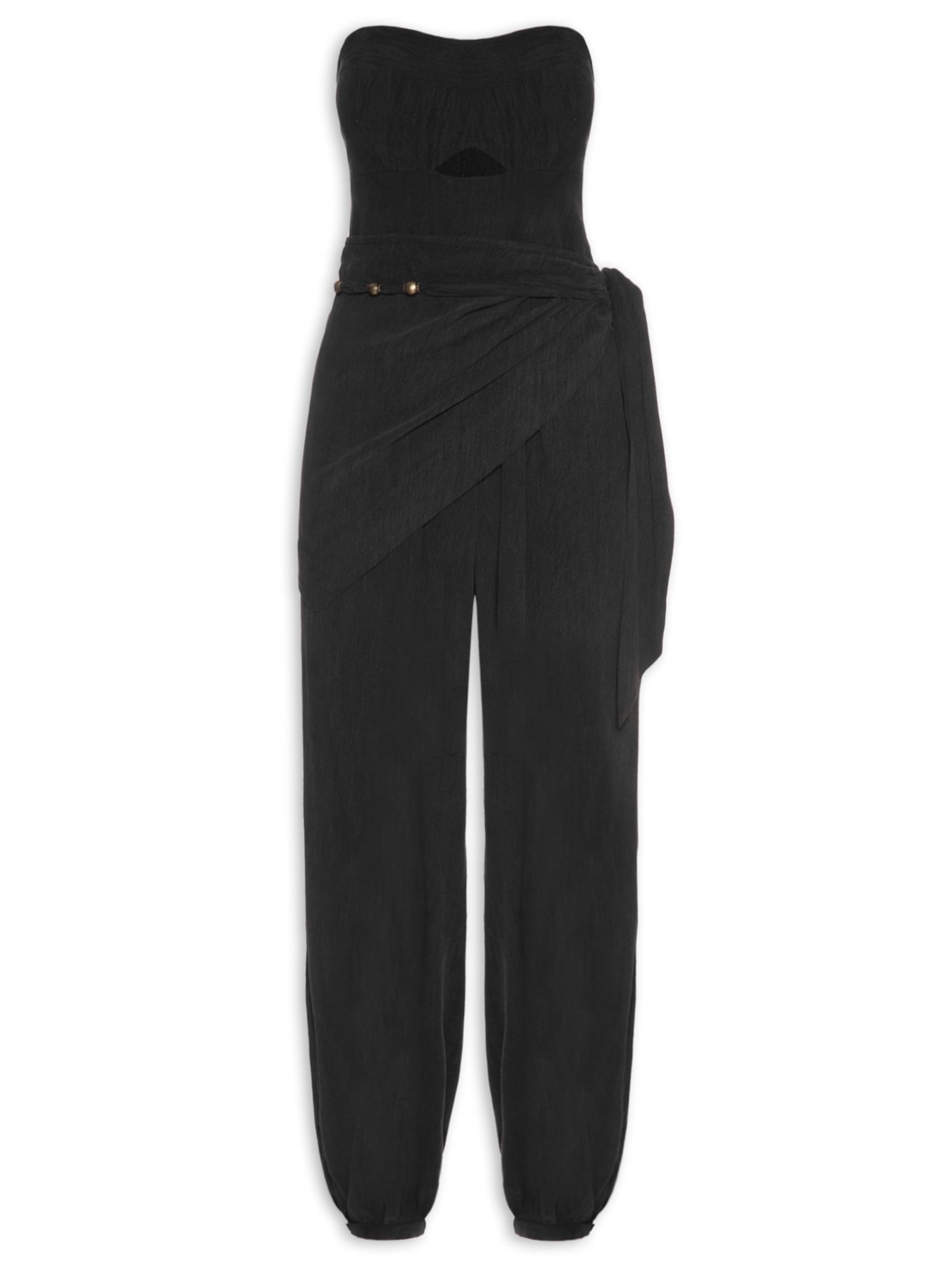Macacão Feminino Sem Alça Detalhe Busto - Preto
