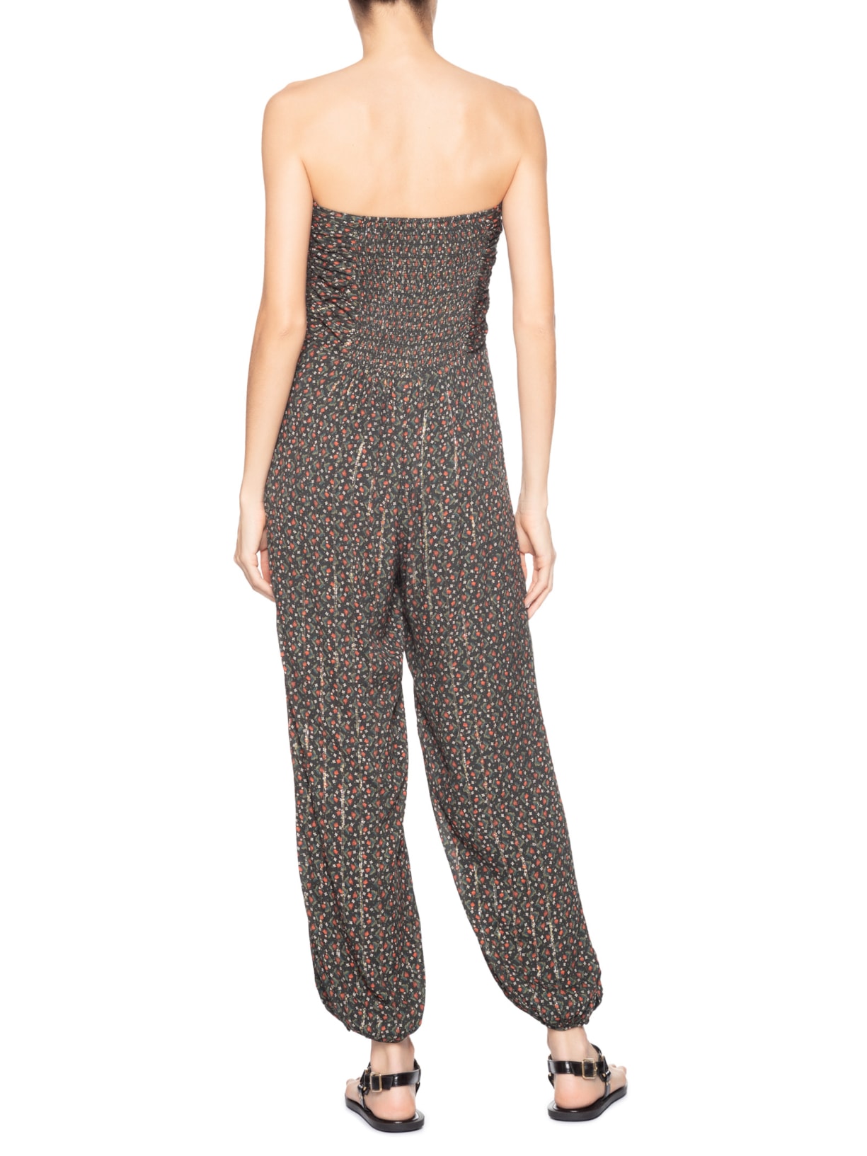 Macacão Feminino Sem Alça Estampa Serena Preto Maria Filó