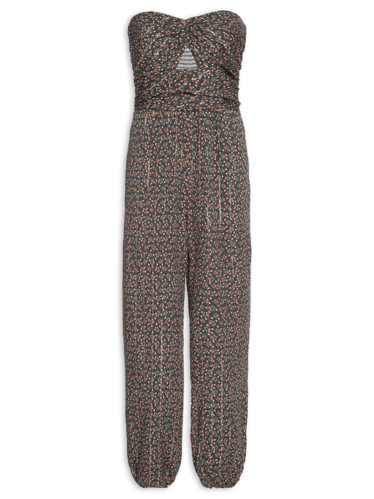 Macacão Feminino Sem Alça Estampa Serena - Preto