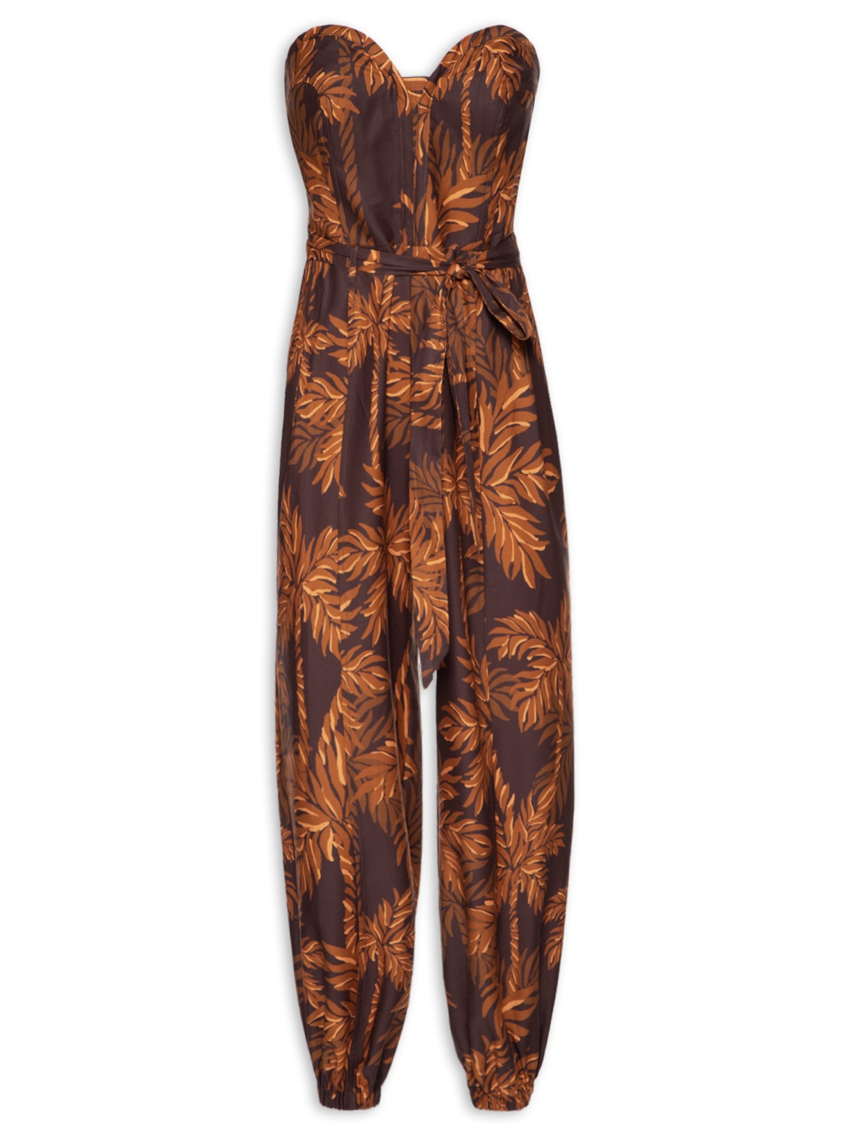 Macacão Feminino Sem Alça Palmeiras - Marrom