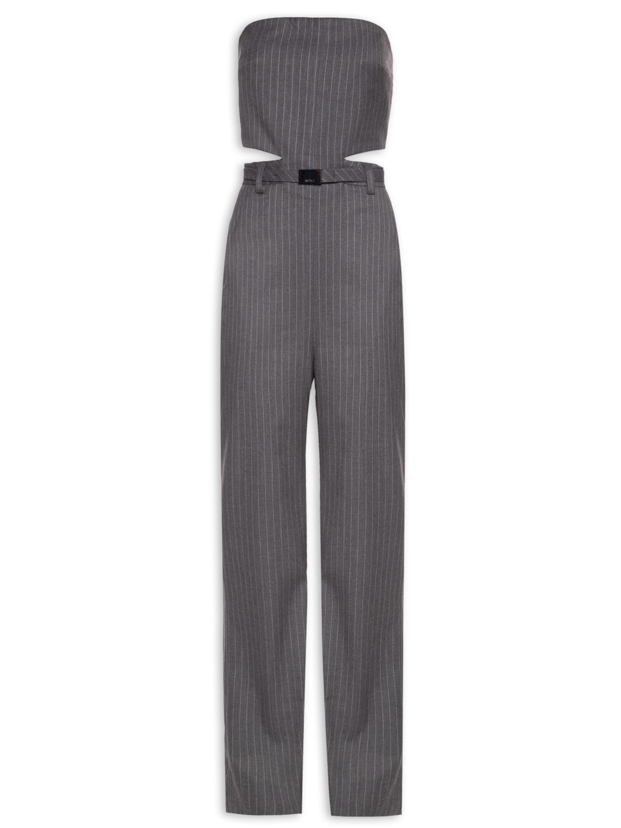 Macacão Feminino Sem Alça Risca De Giz - Cinza