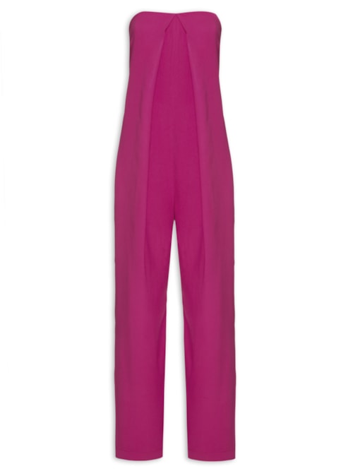 Macacão Feminino Sem Alças Com Pregas - Rosa