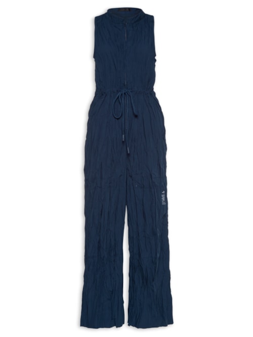 Macacão Feminino Sleeveless Tricoline Wrinkled - Azul