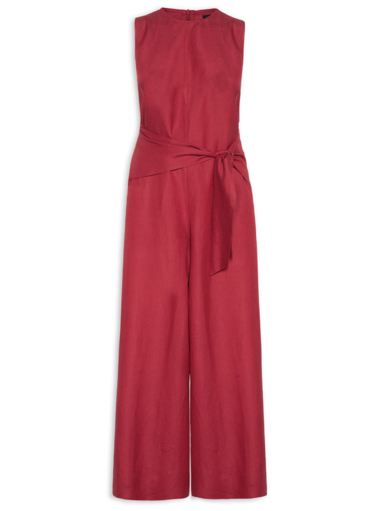 Macacão Feminino Sleveless Linen Amarração Vermelho Osklen