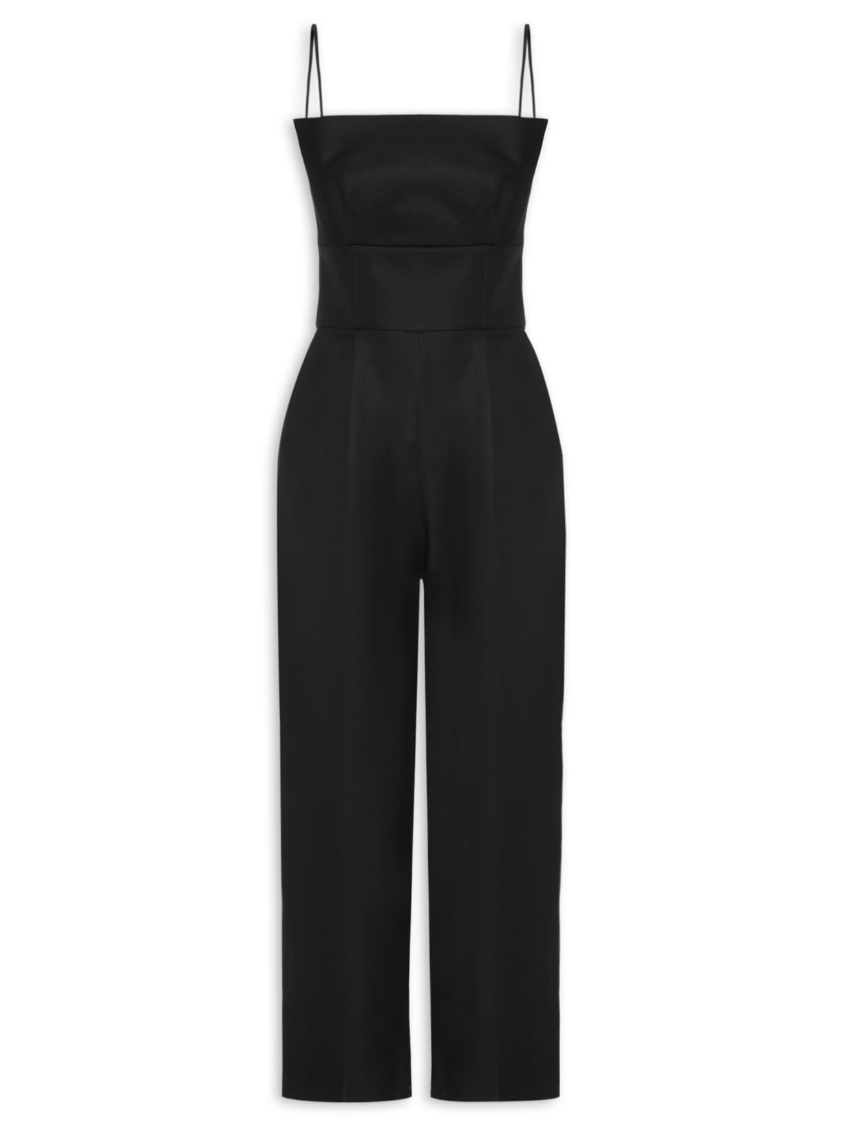 Macacão Feminino Sobreposição Busto - Preto