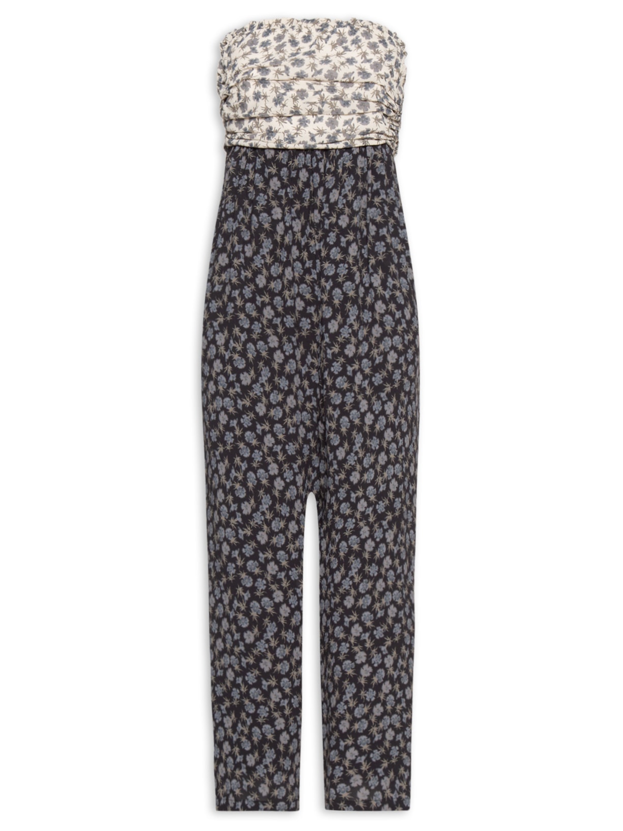 Macacão Feminino TQC Floral Seco - Preto