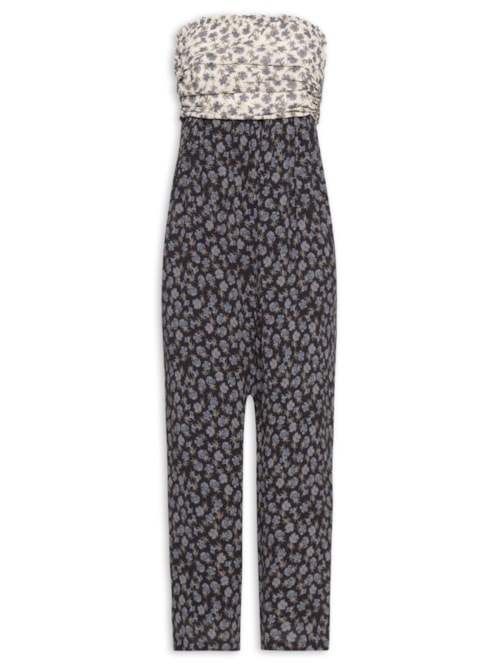 Macacão Feminino TQC Floral Seco - Preto