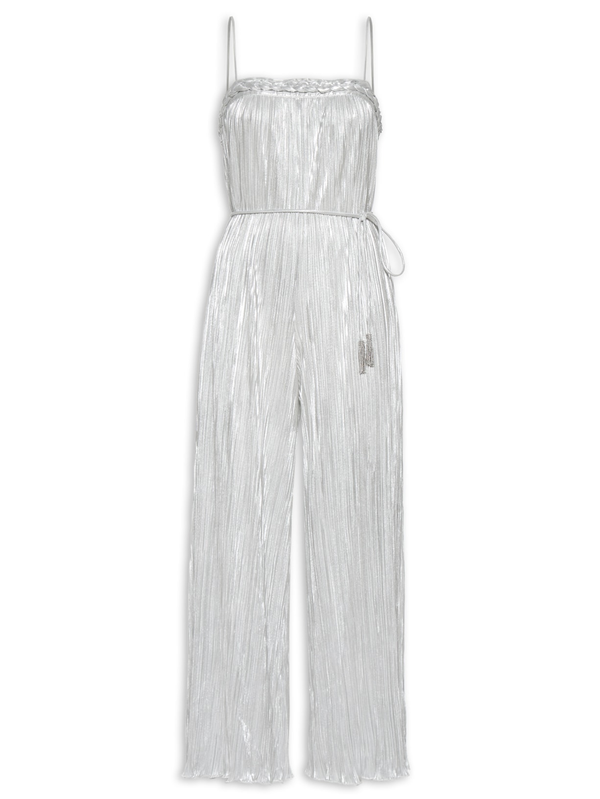 Macacão Feminino Trança Plissado Prata Farm