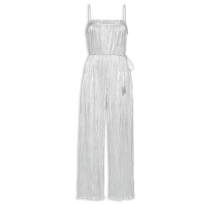 Macacão Feminino Trança Plissado - Prata