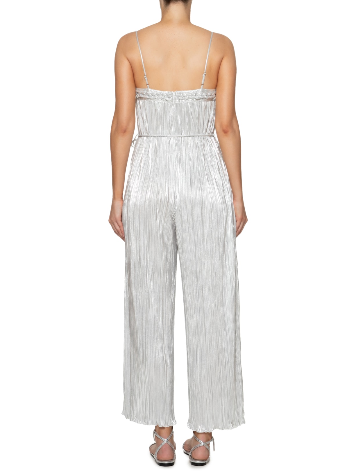 Macacão Feminino Trança Plissado Prata Farm