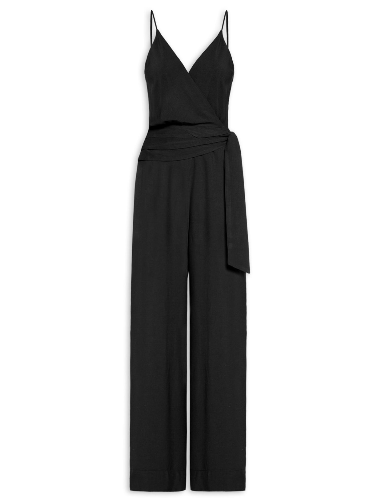  Macacão Feminino Transpassado Algodão Preto Dress To