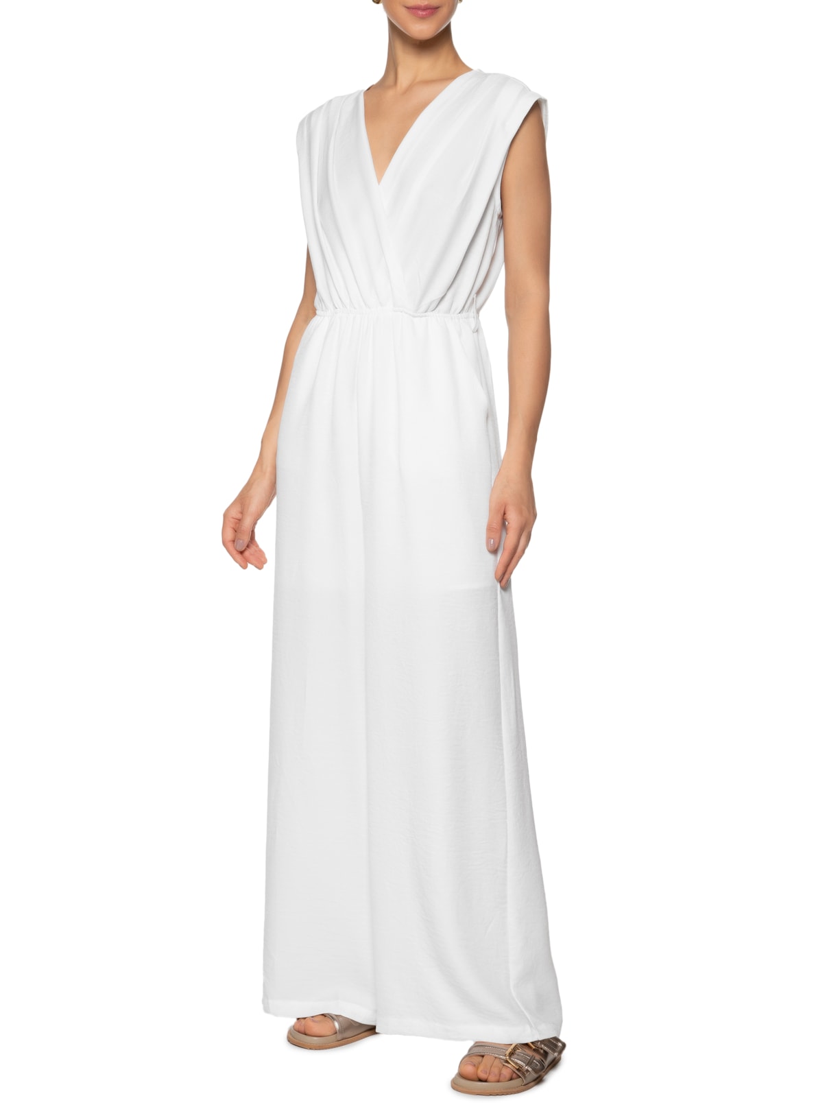 Macacão Feminino Transpassado Branco Basiq