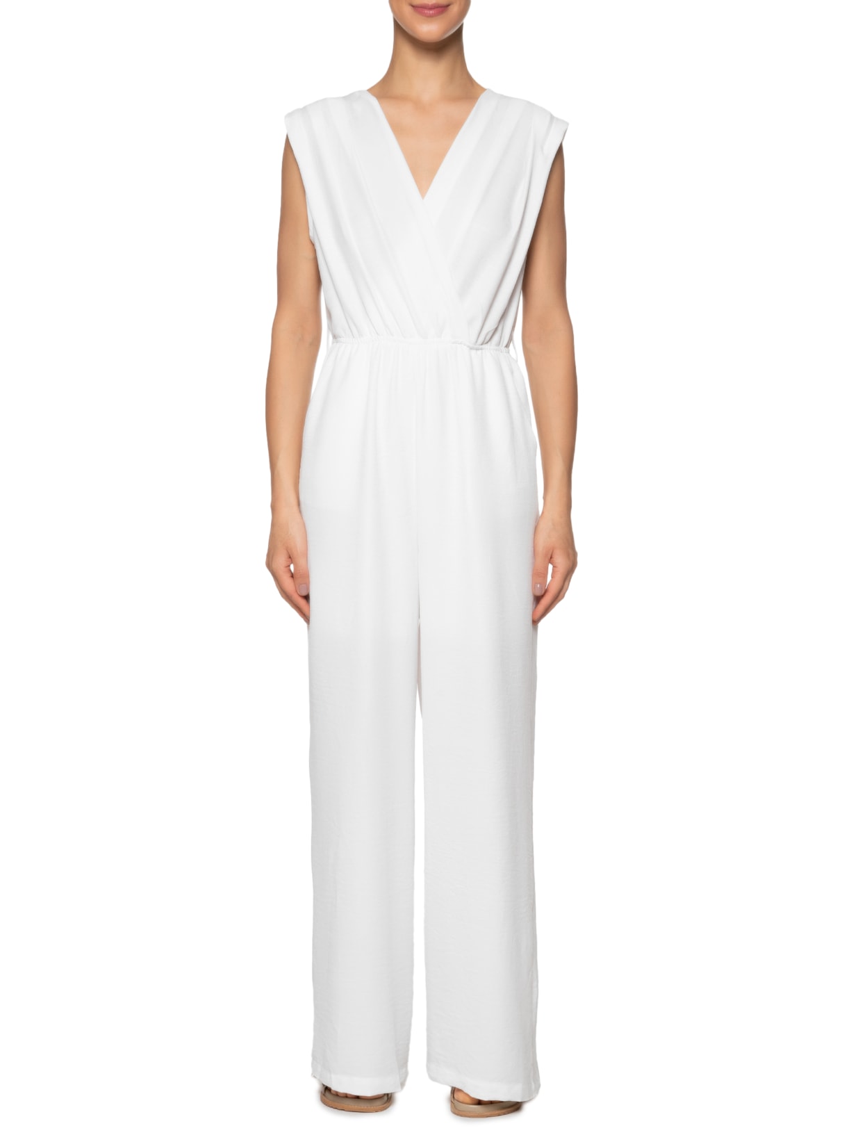 Macacão Feminino Transpassado Branco Basiq