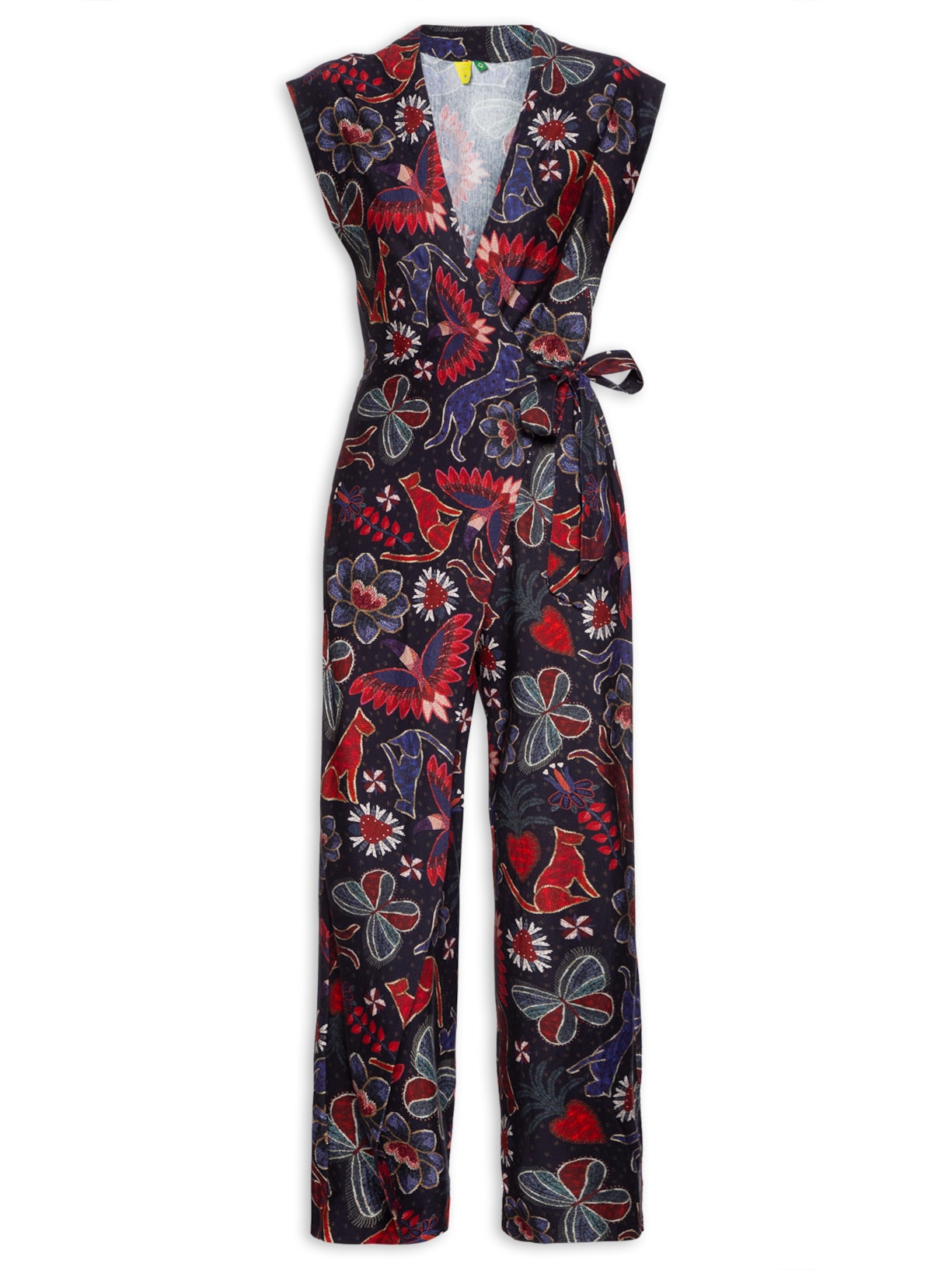 Macacão Feminino Transpasse Brilho Tropical - Azul