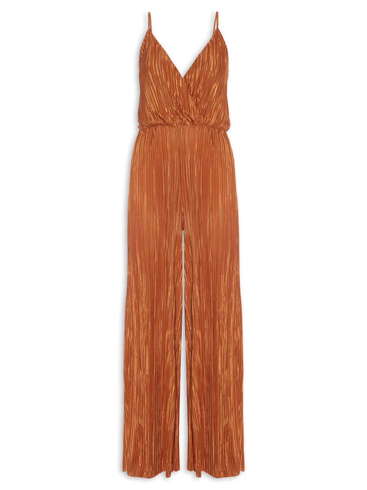 Macacão Feminino Transpasse Plissado - Laranja