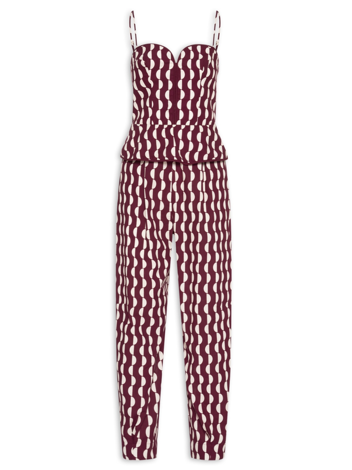 Macacão Feminino Tricoline Estampa Copa - Vermelho