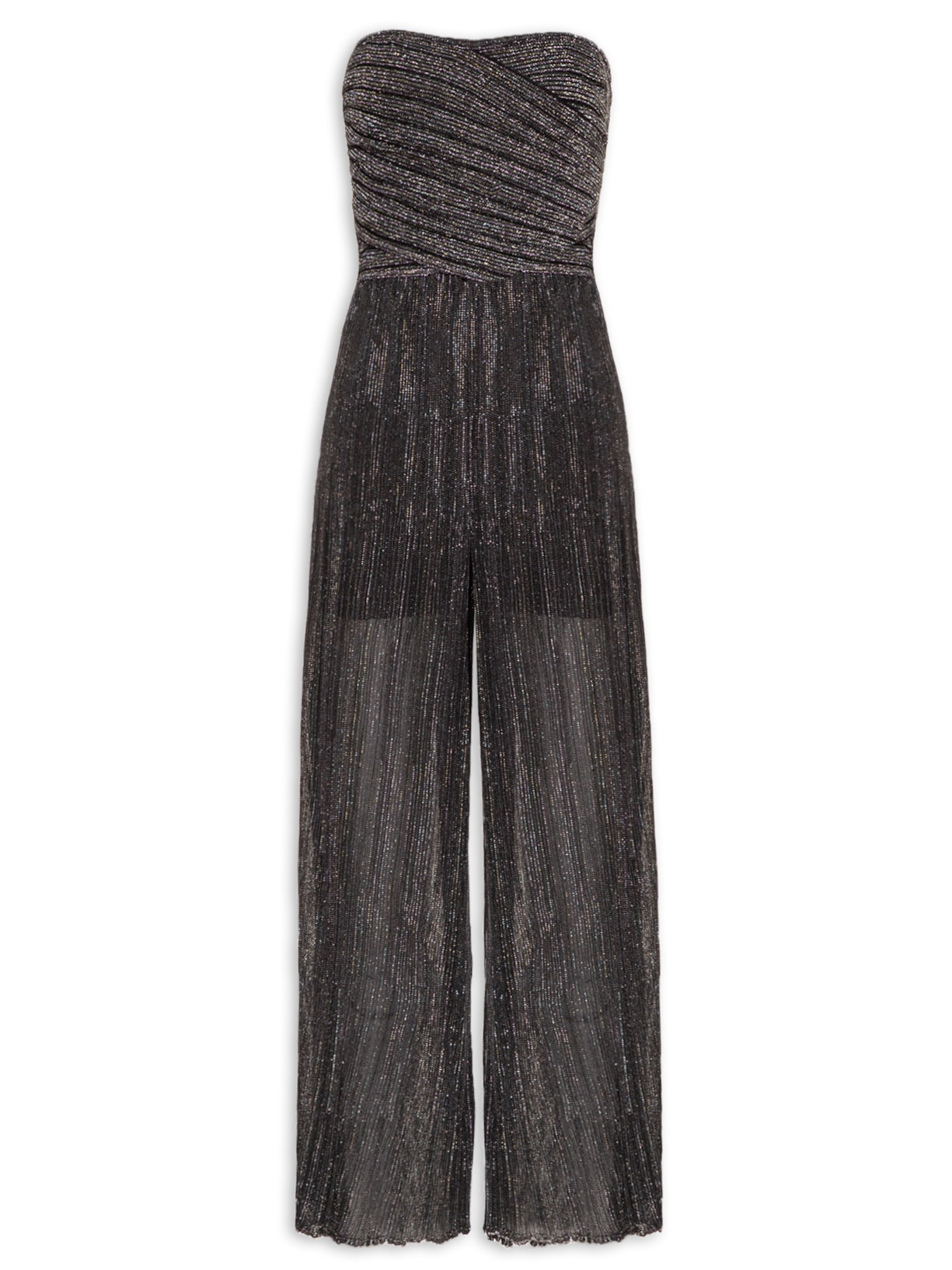 Macacão Feminino Tricot Mix Lurex - Prata