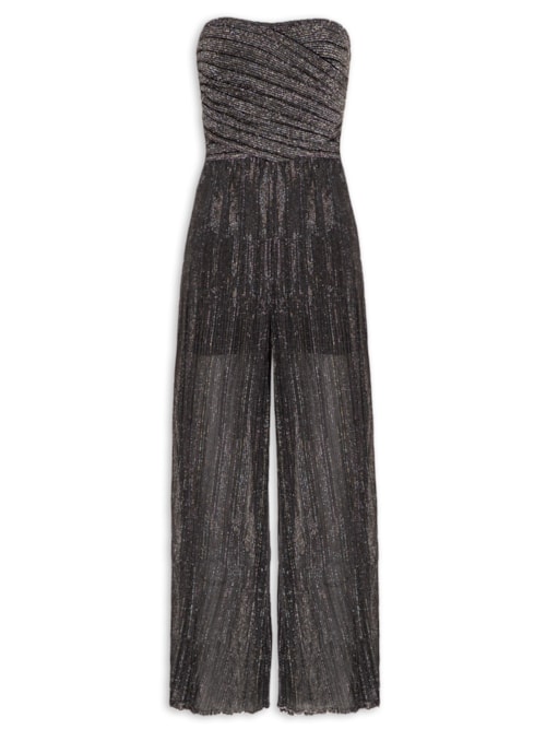 Macacão Feminino Tricot Mix Lurex - Prata
