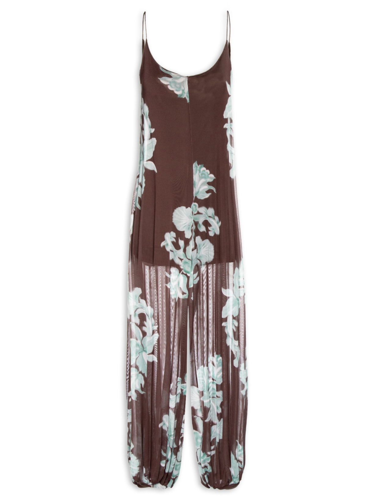 Macacão Feminino Tule Estampa Lagoa Marrom Dress To