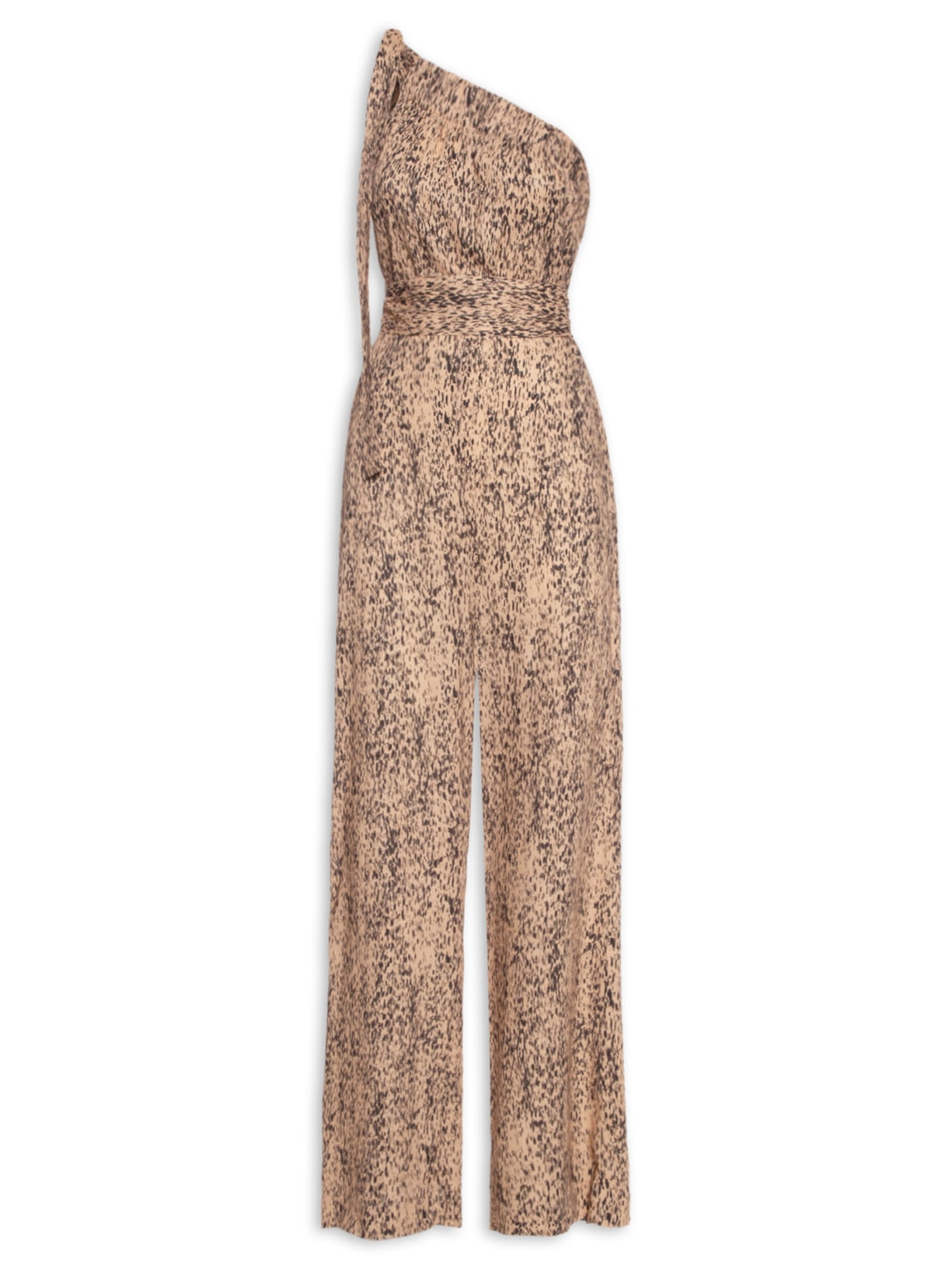 Macacão Feminino Um Ombro Só Textura Papeis - Animal Print