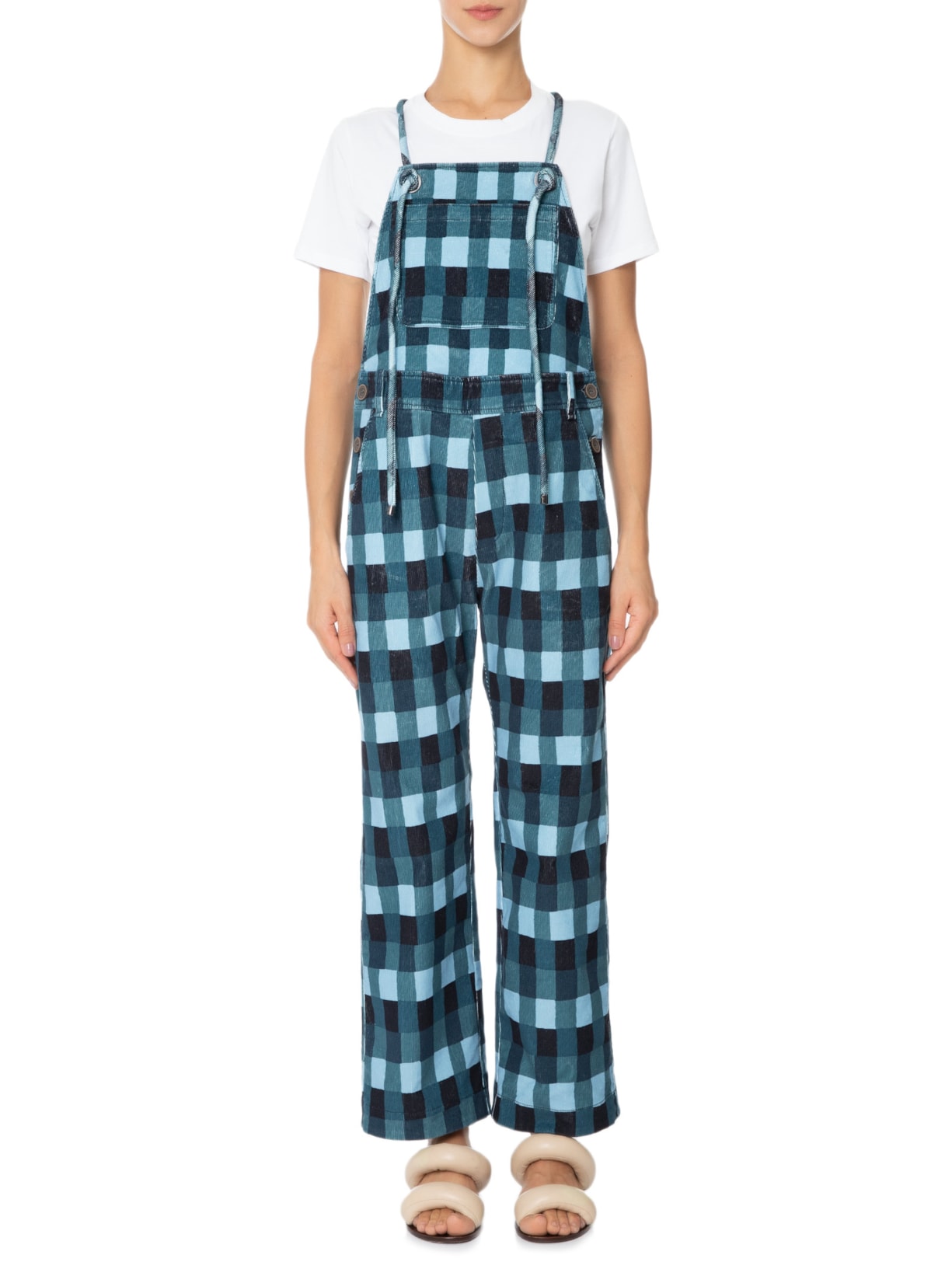 Macacão Feminino Veludo Folhagem Anquique Azul Paula Raia