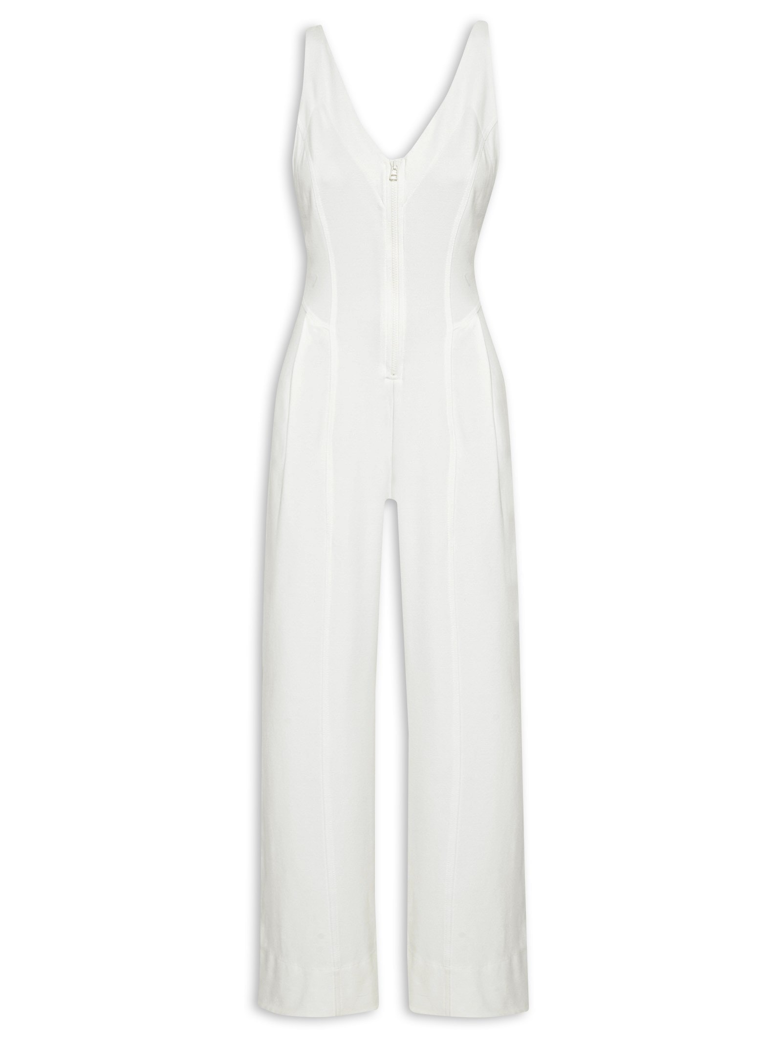 上品な - Frente Zíper Feminino Macacão Dress White Off - To One Piece