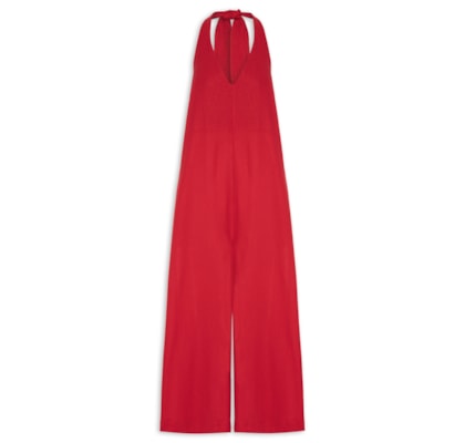 Macacão Frente Feminino Única Pantalona - Vermelho