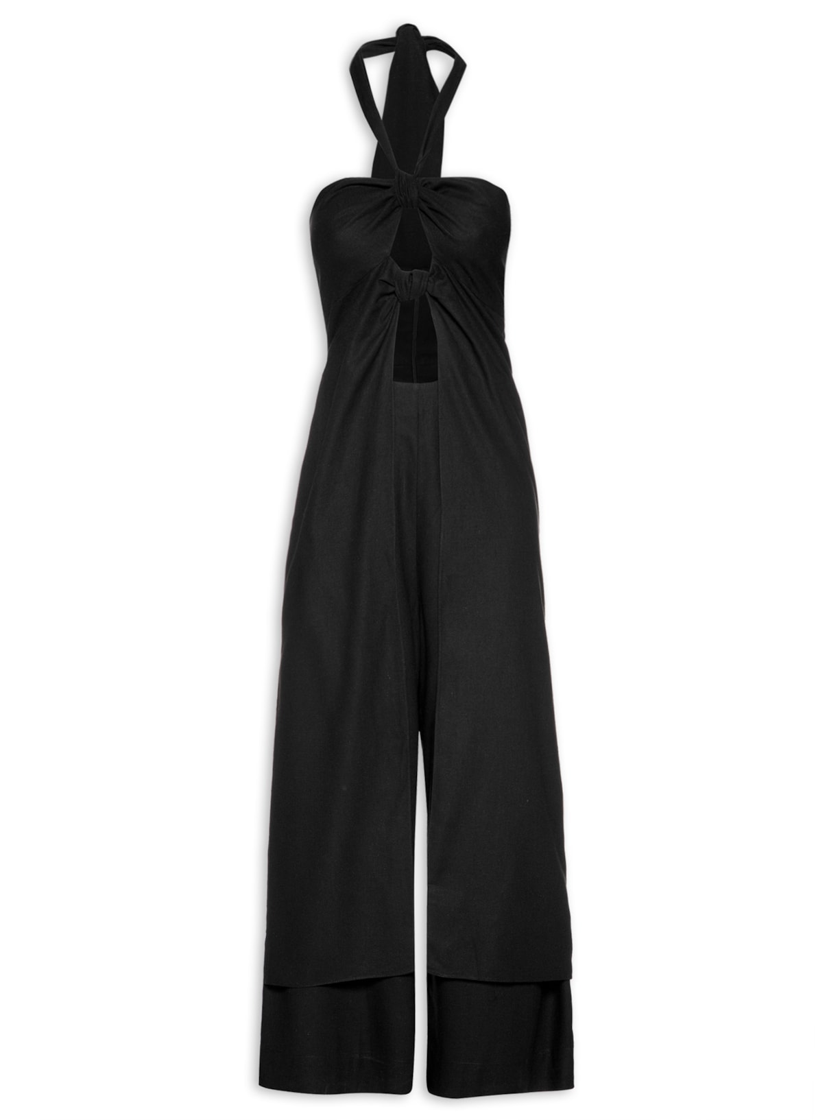 Macacão Linho Duplo Nó Frente - Preto