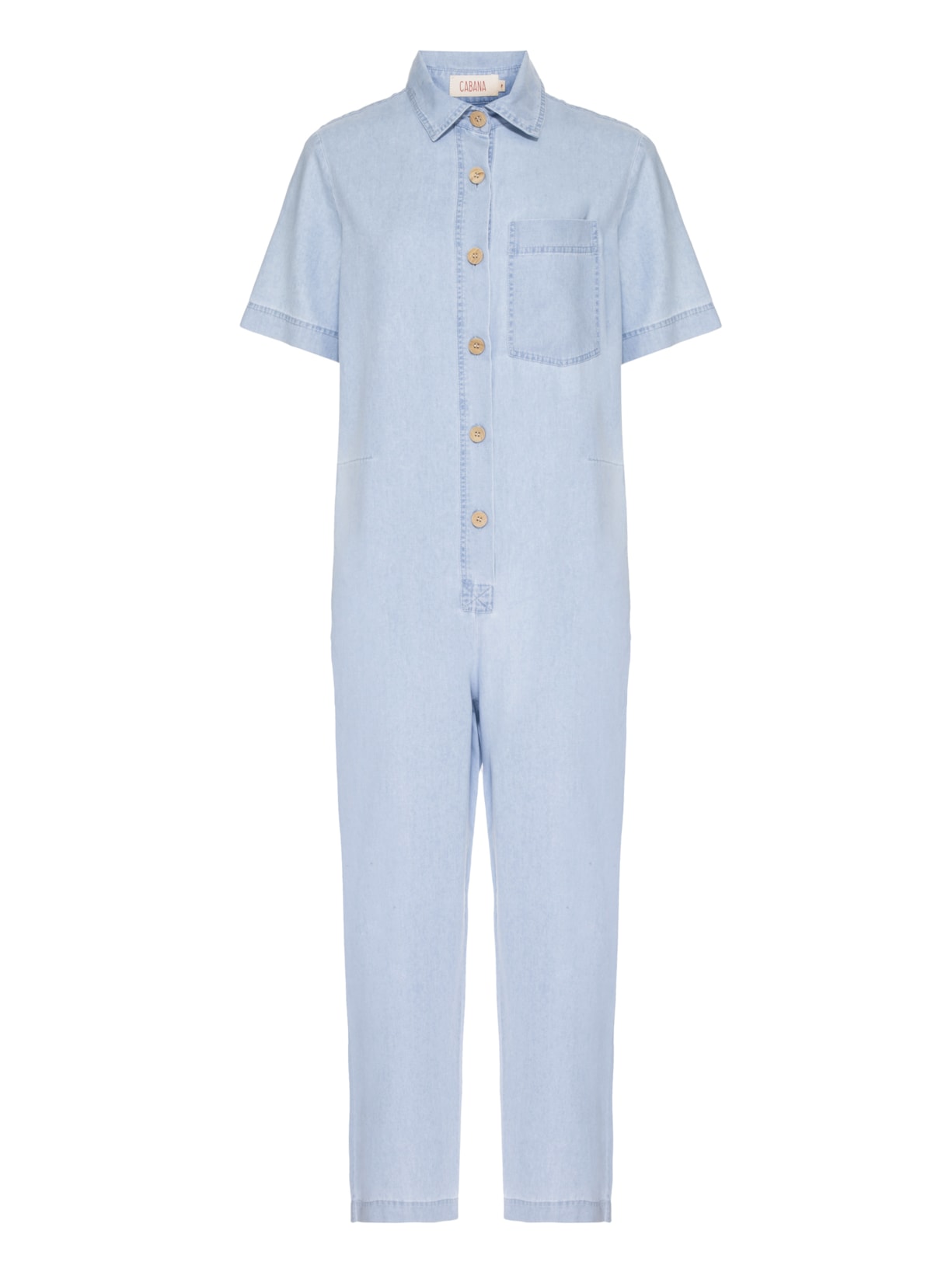 Macacão Manga Curta Jeans Lavado