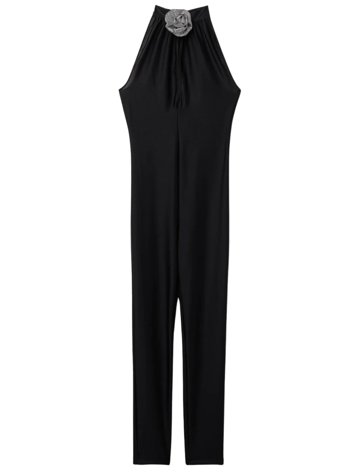 Macacão Super Brilhante Com Aplicação - Preto