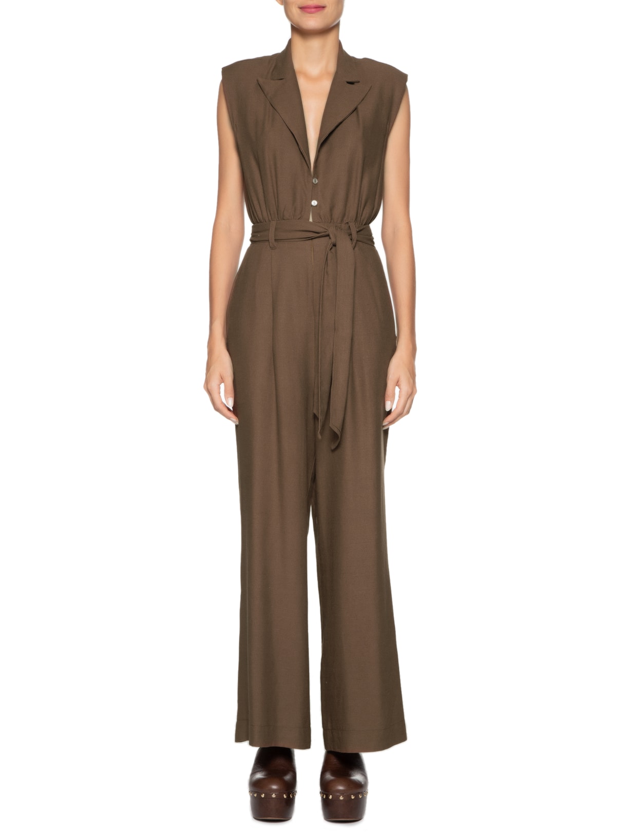 Macacão Transpasse Faixa Marrom Farm