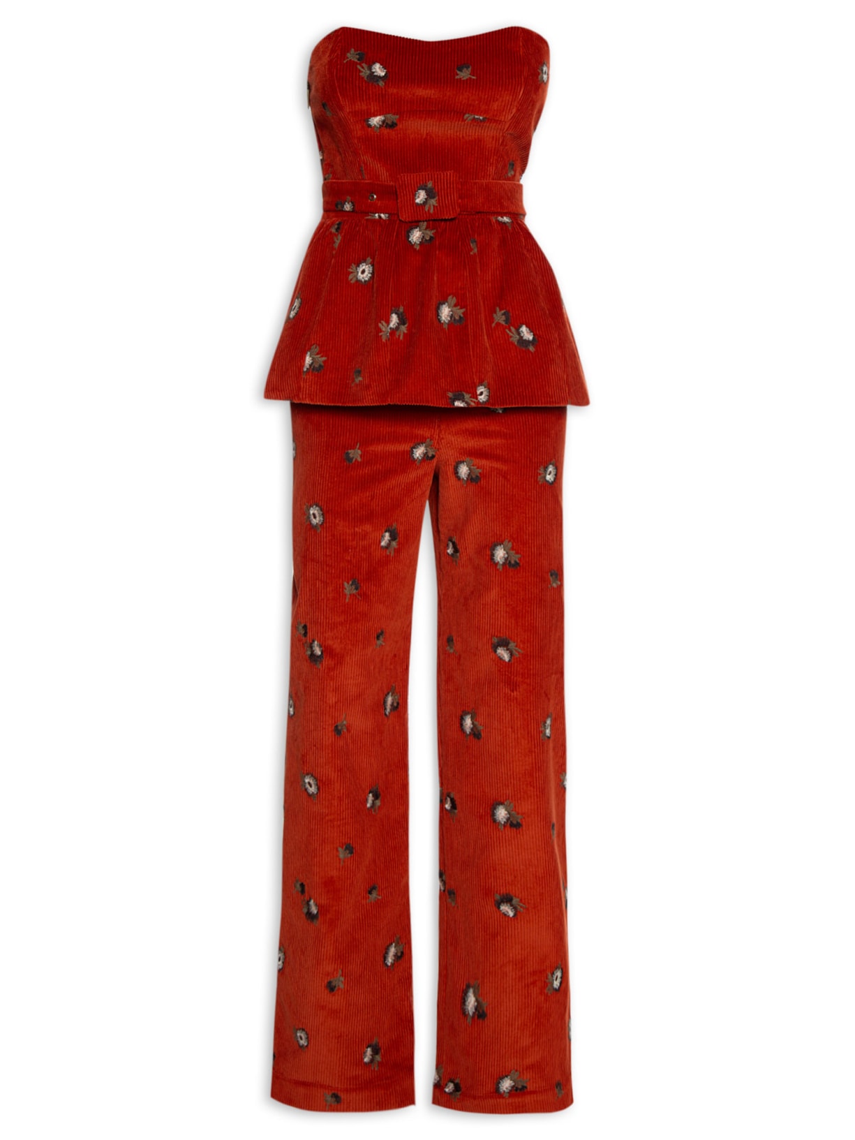 Macacão Veludo Bouquet - Vermelho