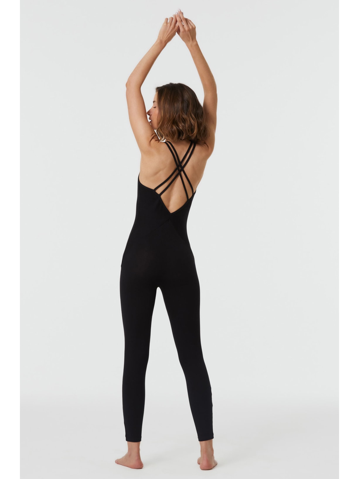 Macacão Yoga Cruzado Preto Algodão Brahma Yogini