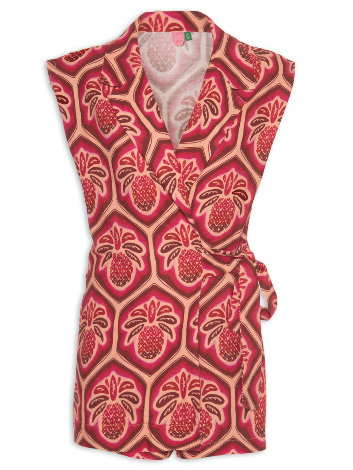 Macaquinho Colete Abacaxi Cobogó - Rosa