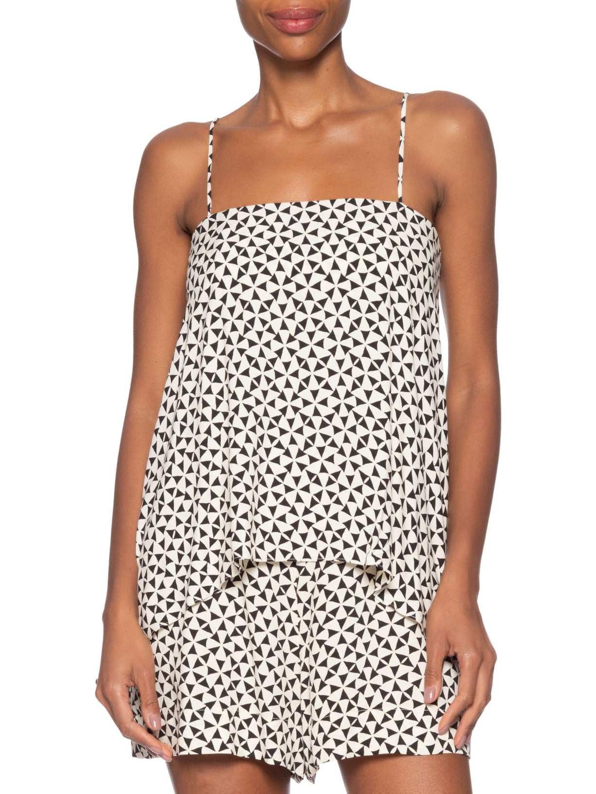 Macaquinho Crepe Estampa Vento Preto Dress To