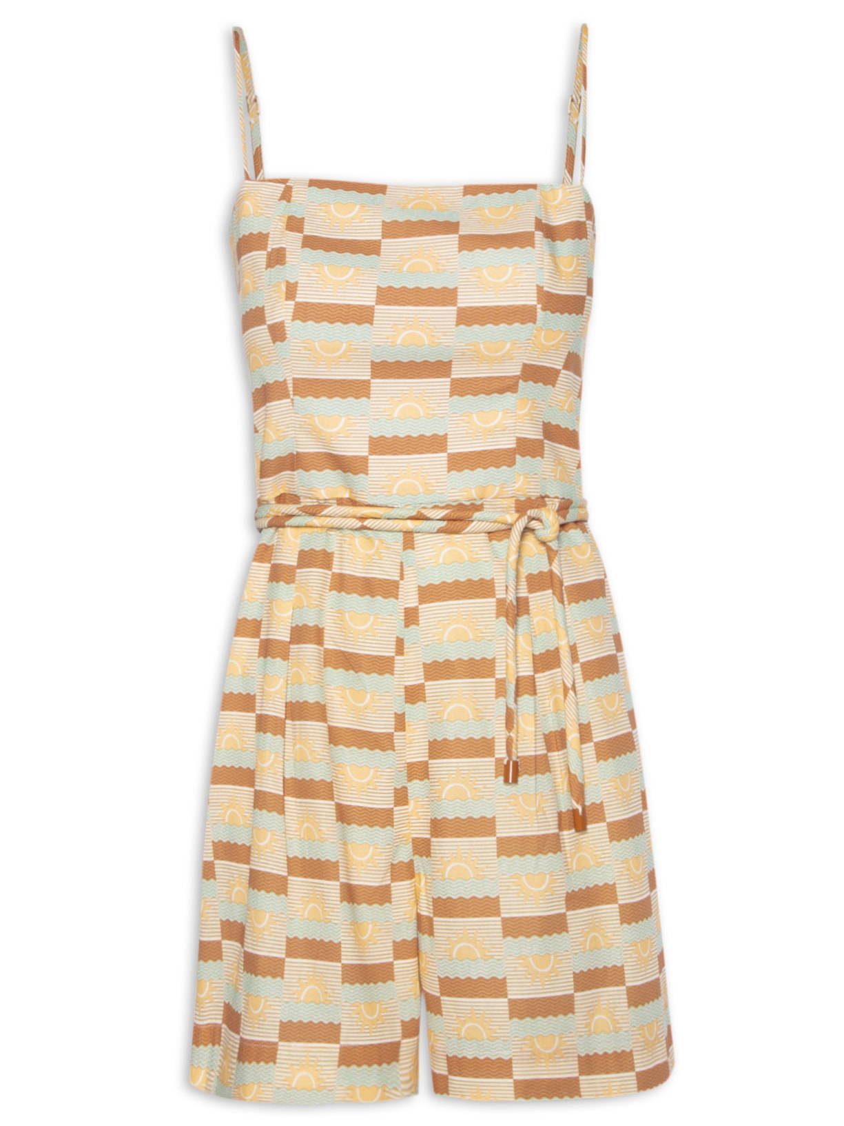 Macaquinho Feminino Algodão Estampa Maranhão - Marrom