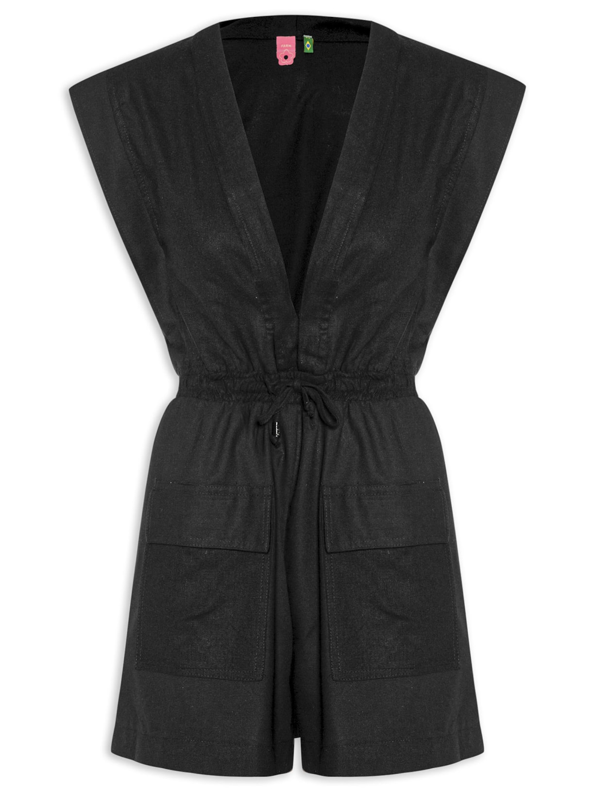 Macaquinho Feminino Bolso Frente - Preto