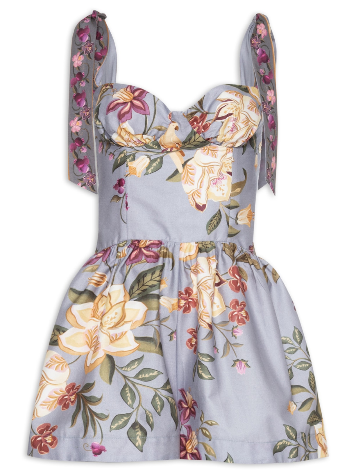 Macaquinho Feminino Curto Floral Beatriz - Azul