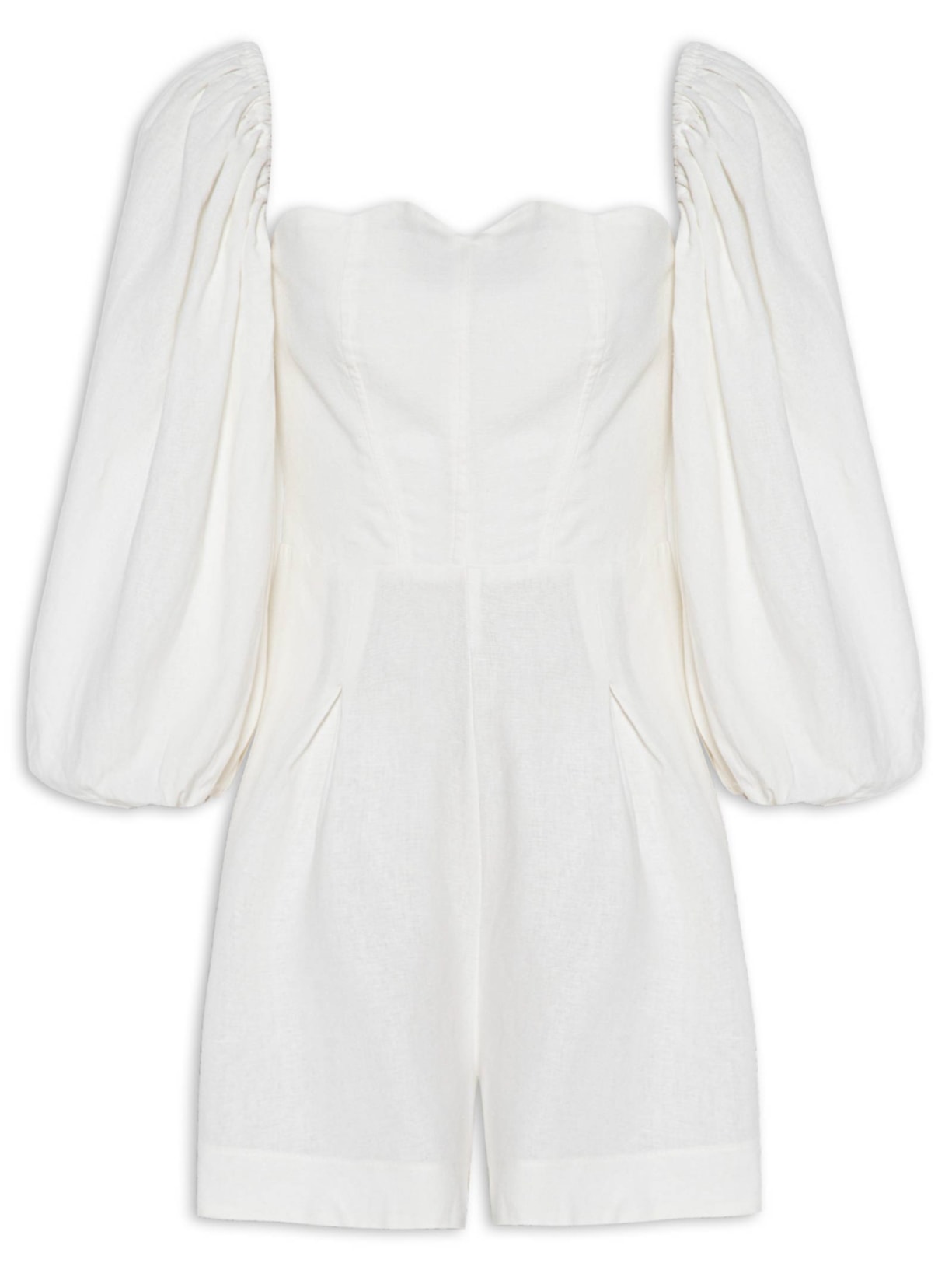 Macaquinho Feminino Decote Concha - Off White