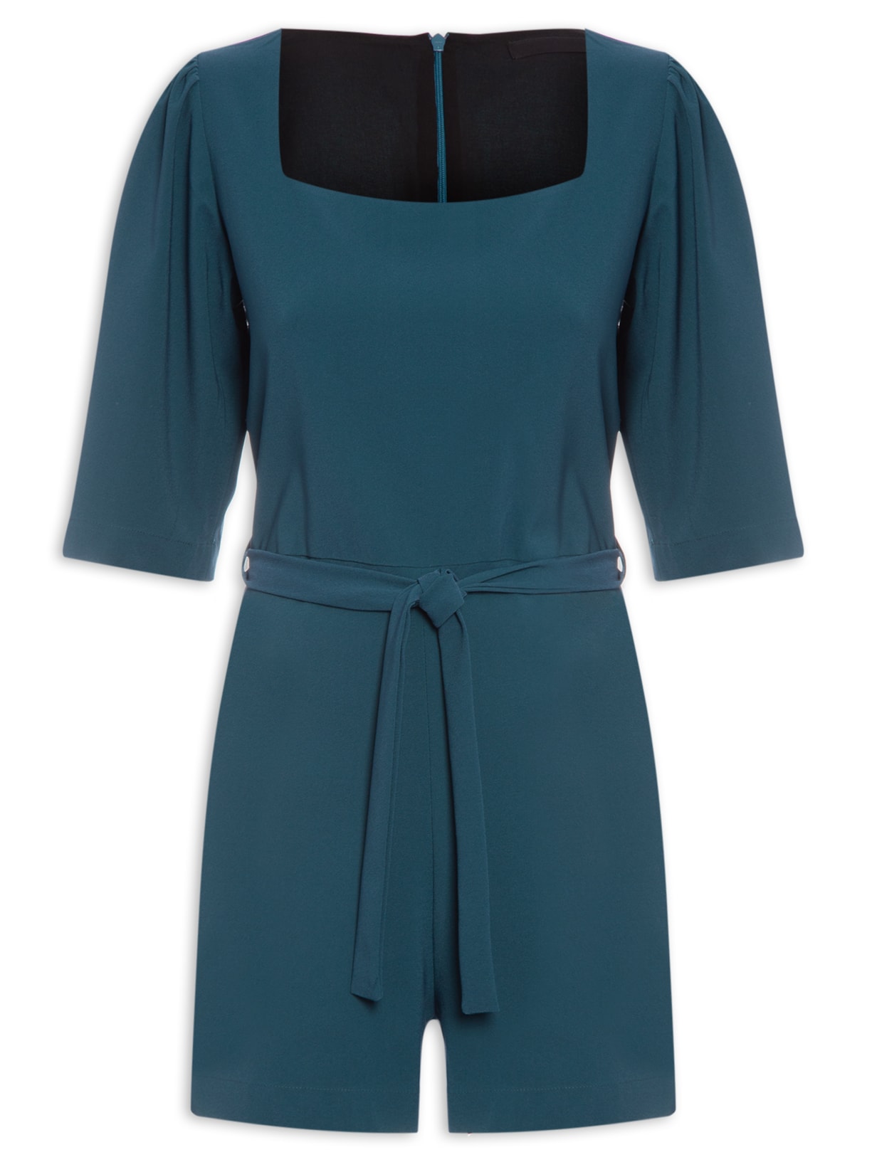 Macaquinho Feminino Decote Quadrado - Azul