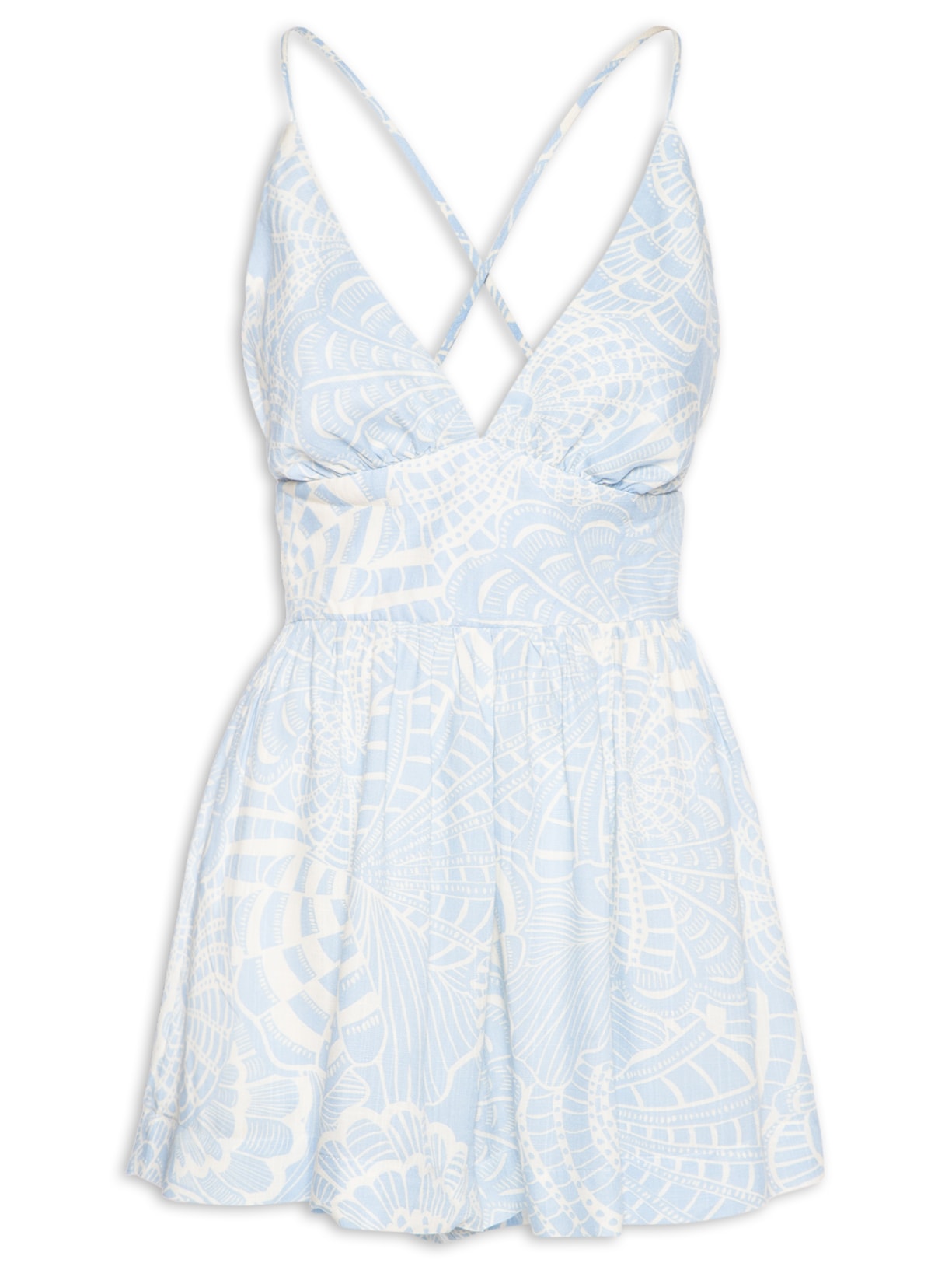 Macaquinho Feminino Estampa Cristalina - Azul