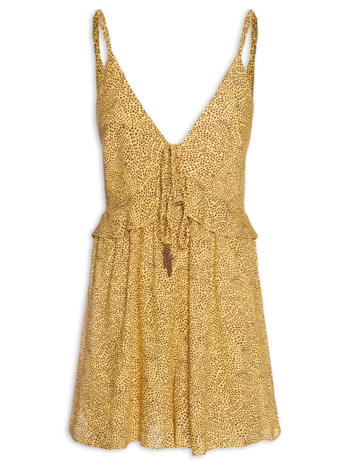 Macaquinho Feminino Estampa Gotas Amarelo Dress To