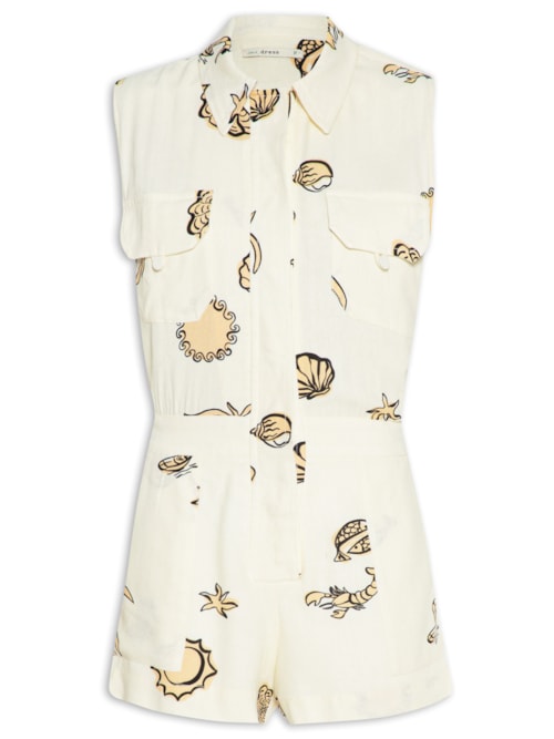 Macaquinho Feminino Estampa Maré Mansa - Off White