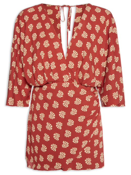 Macaquinho Feminino Estampa Marisco - Vermelho